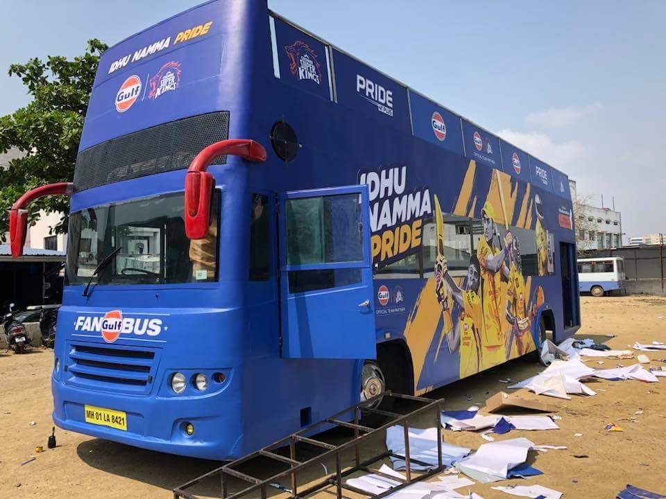 Read more about the article Cliftech wraps Chennai Super Kings team bus at IPL 2018