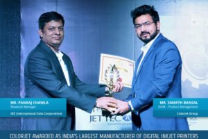 For second time ColorJet India wins India’s Largest Manufacturer for Wide-Format Digital Printer of the Year Award