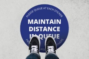 Roles of floor graphics in social distancing in retail environment