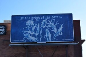 Billboard featuring a piece called ‘Willie goes to Stonehenge’